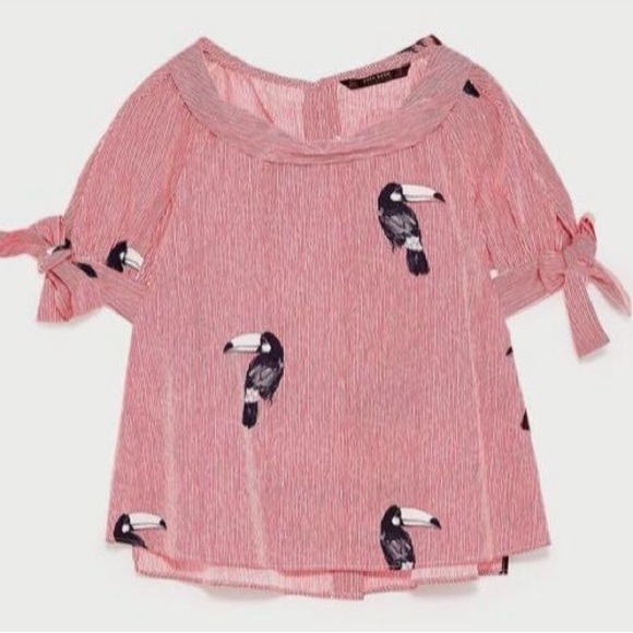 Pink Striped Top with Bow Accents and Button Detail XS - Picture 4 of 5